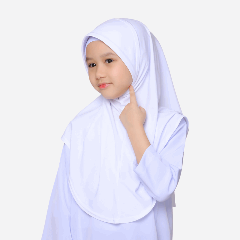 Tudung Sekolah Awning Scuba Berdagu Getah