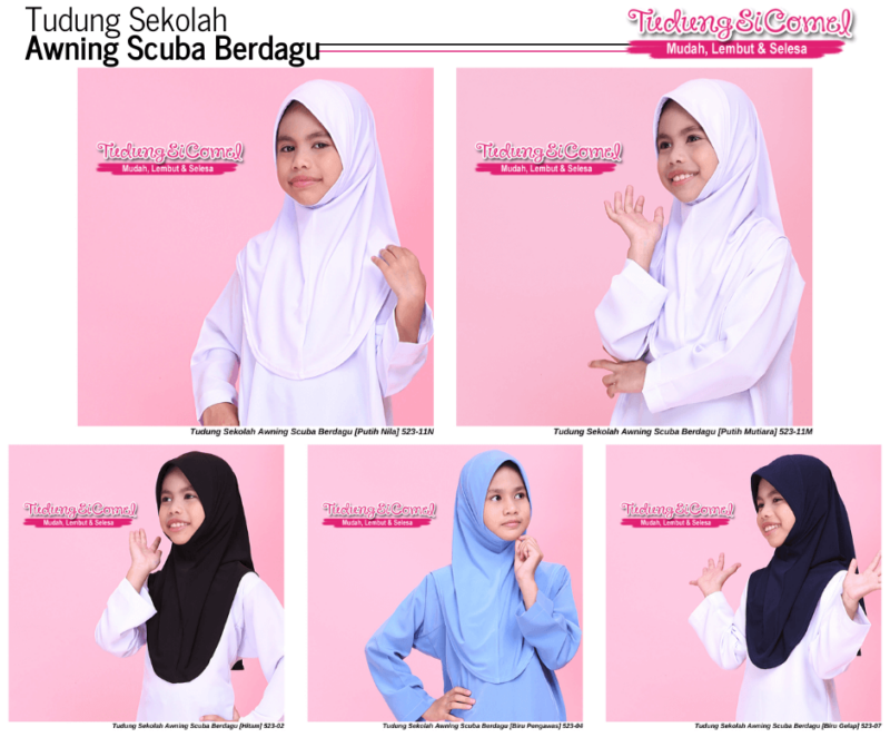 Tudung Sekolah Awning Scuba Berdagu (Defect) - Image 6