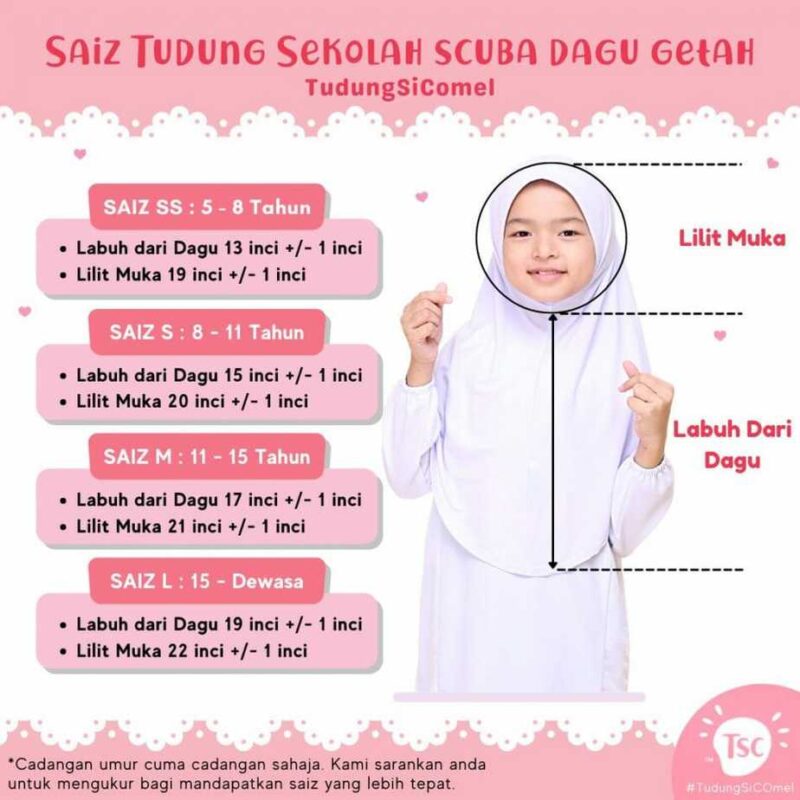 Tudung Sekolah Awning Scuba Berdagu Getah (Defect) - Image 7