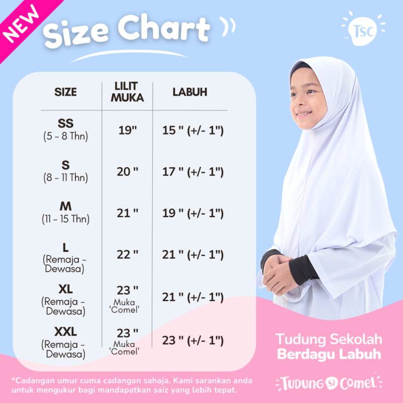Tudung Sekolah Awning Scuba Labuh Berdagu (Defect) - Image 4