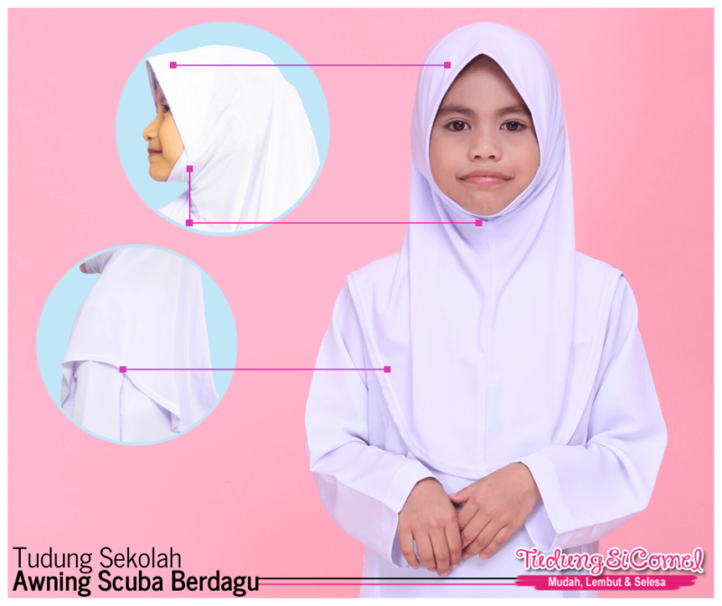 Tudung Sekolah Awning Scuba Berdagu (Defect) - Image 4