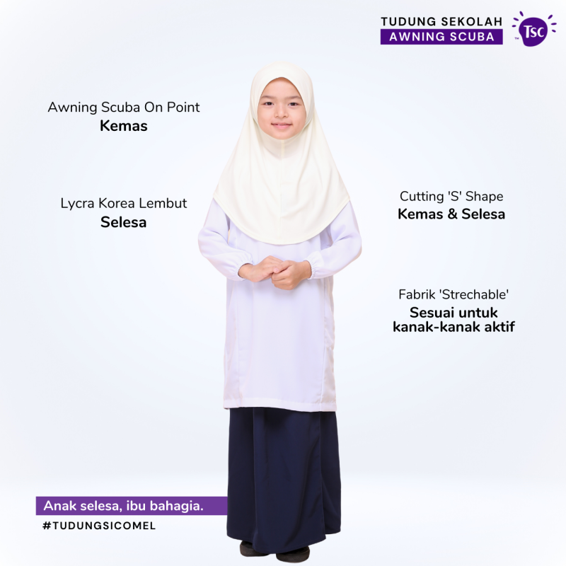 Tudung Sekolah Awning Scuba - Image 3