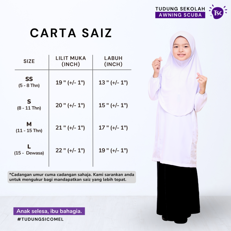 Tudung Sekolah Awning Scuba - Image 7